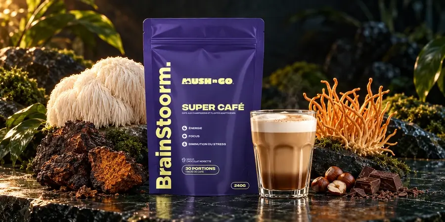 Brainstoorm von Mush N Go mit Latte, Lion’s Mane, Chaga und Cordyceps