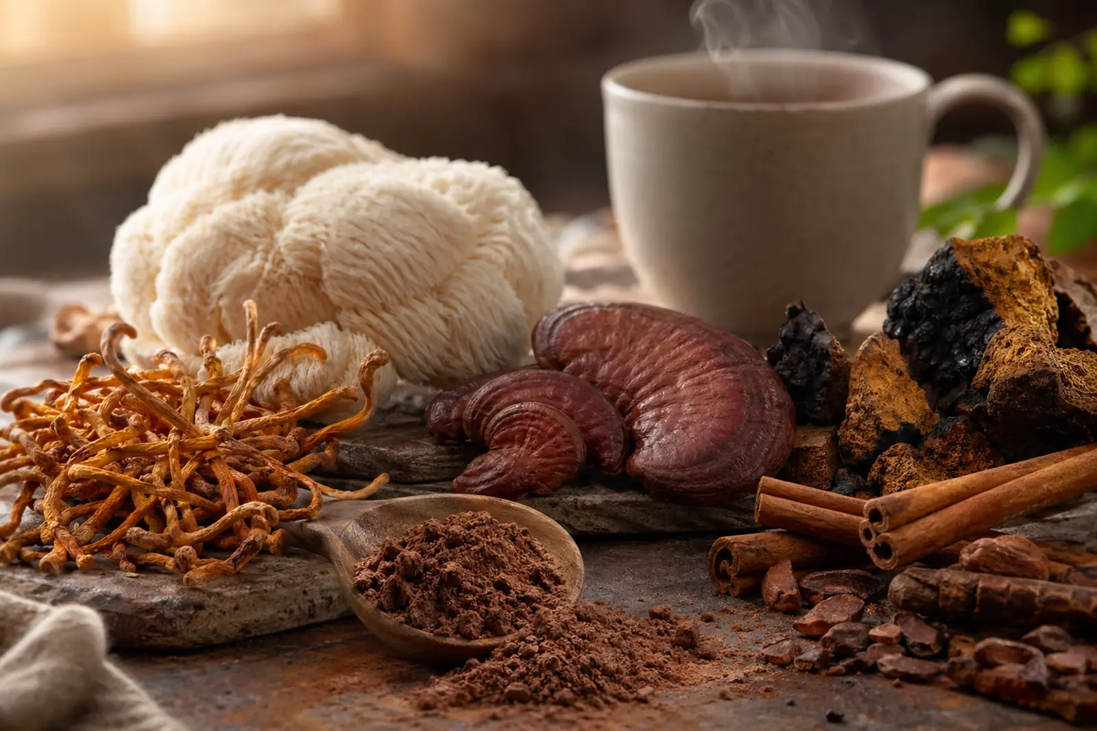 Pilzkaffee Zutaten mit funktionellen Pilzen